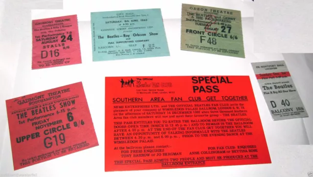 6 BEATLES Tickets Pop Rock Concert Sixties Music Liverpool Newcastle London Fun