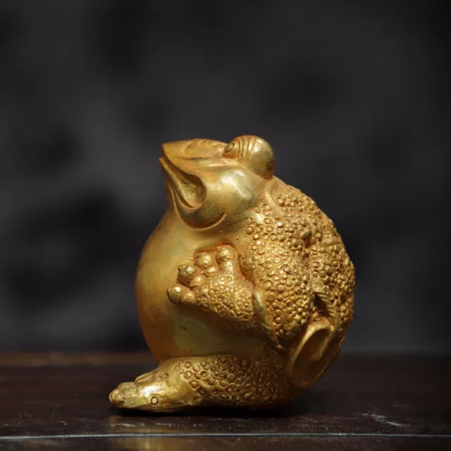 Old Collection Treasure Copper Gilded Gold Toad Ornament