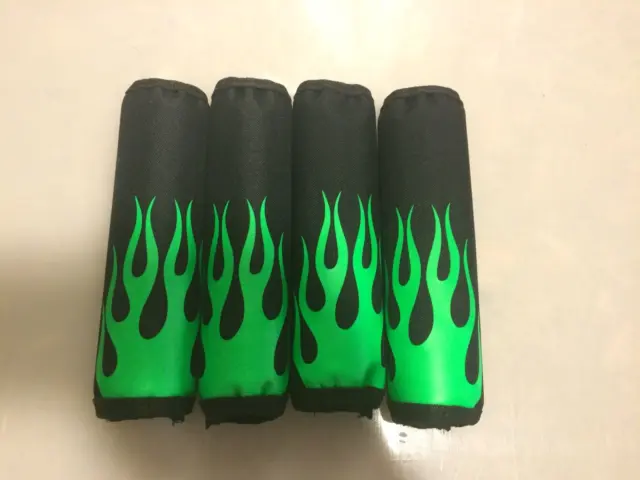 Quarter Midget Shock Covers by Shox Skinz - Black with Green Flames
