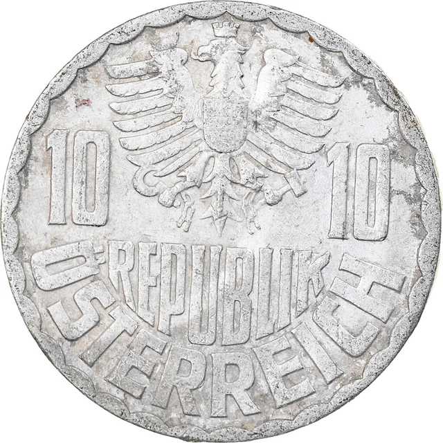 [#798877] Coin, Austria, 10 Groschen, 1968, Vienna, VF, Aluminum, KM:2878