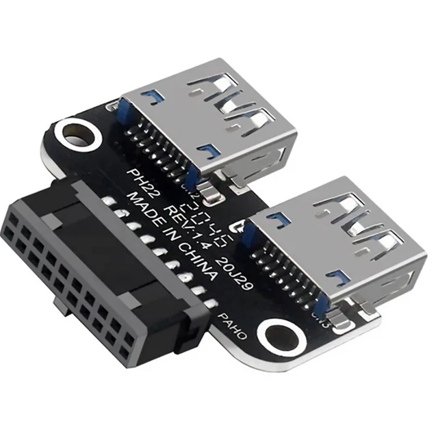 H Desktop Motherboard 19Pin / 20Pin Header to Dual Ports USB 3.0 Female Adapter
