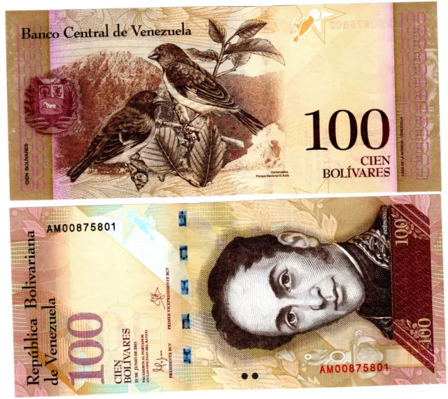 VENEZUELA Billet 100 BOLIVARES 2015 P93  OISEAUX / SIMON BOLIVAR UNC NEUF