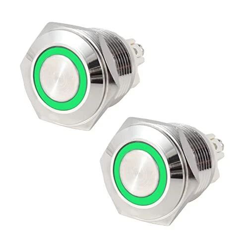 2pcs 19mm Stainless Steel Metal Push Button Switch Momentary Waterproof On Off S