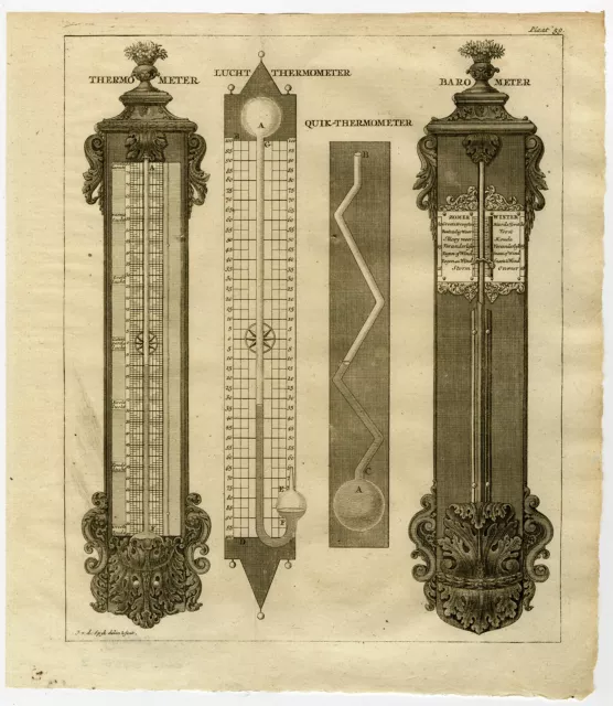 Antique Print-BAROMETER-THERMOMETER-SCIENCE-Chomel-1743