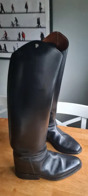 Black Leather Petrie Dressage Riding Hunting Boots -Size 7 - Vgc