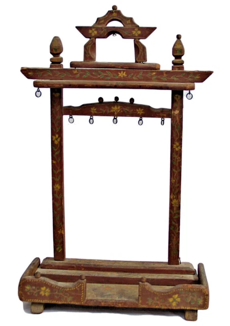 12 " Grand Vintage Ancien Bois Ladu Gopal Swing / Jhula , Jhoola Socle Inde