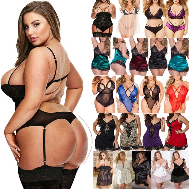 Ladies Sexy Lace Bodysuits Lingerie Set One Piece Underwears Nightwear Plus Size