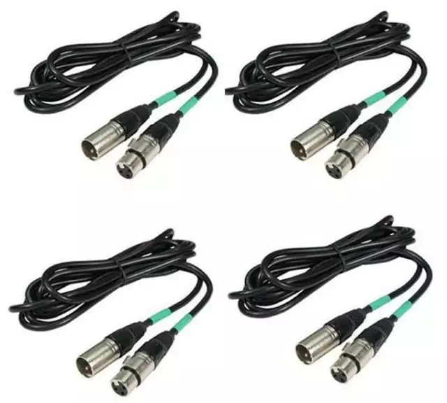 (4) CHAUVET 10 Foot Male to Female 3 Pin DMX Lighting Effect Cables | DMX3P10FT