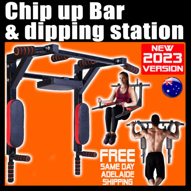 Chin Up Bar Multi Wall Mounted Adjustable Knee Raise Pull Dips Station Home Gym