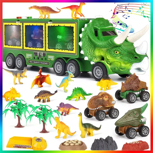 Boys Car Toys Dinosaur Truck Transport Carrier Vehicle Dino Animal Model Gifts