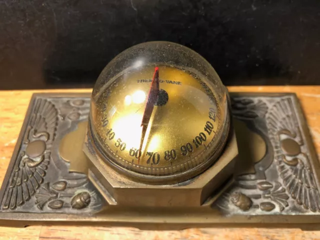 Antique Schaeffer & Budenberg Thermo Vane Bronze Egyptian Revival Thermometer