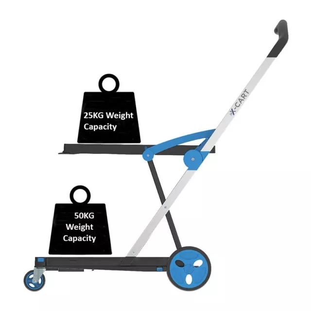 Cart Folding Shopping Trolley Utility Portable Collapsible Cart  +1 Basket 90KG 3