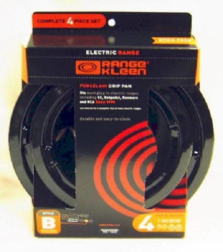 Range Kleen 4 Pack, Porcelain, Drip Pan "B" Series