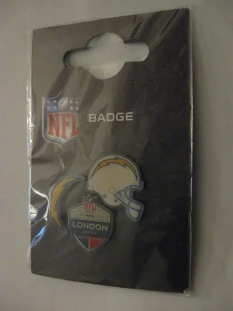 2018 Nfl London Los Angeles Chargers American Football Set Of 3 Metal Pin Badges