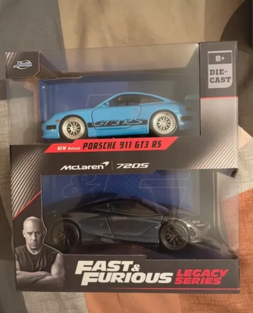 Jada Fast and Furious Legacy Series Porsche 911 GT3 RS Shaw's McLaren. 720S 1/32