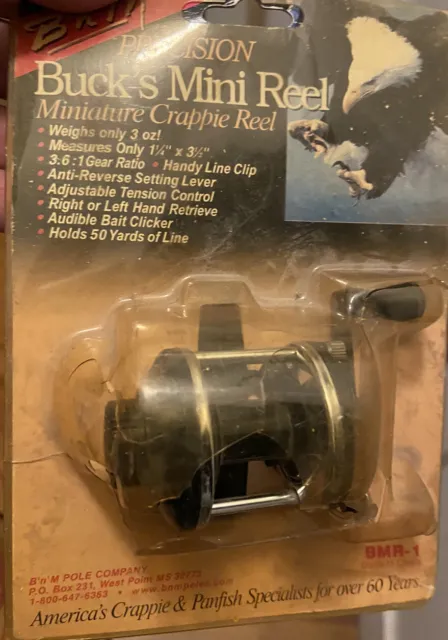 BNM BUCKS MINI Crappie Reel Right or Left Holds 50 yrds BMR1 New $29.00 -  PicClick