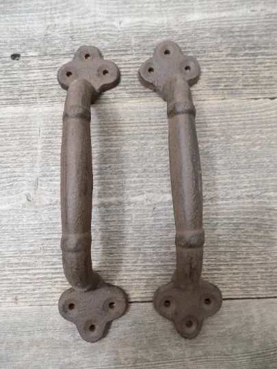 4 Rustic Cast Iron Antique Style Restore Barn Handles Gate Pull Door Handle 2