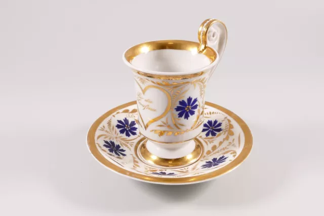 KPM Berlin Prunk- Tasse und Untertasse für die Hausfrau Biedermeier um 1820