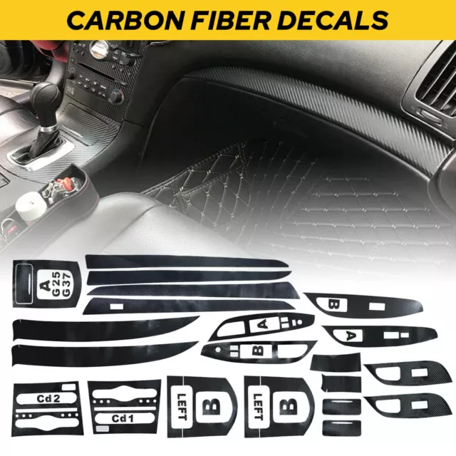 For Infiniti G25 G35 G37 coupe 3D Carbon Fiber Pattern Interior DIY Trim Decals