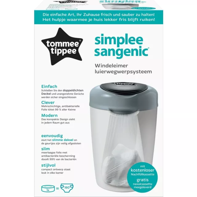 Tommee Tippee Simplee Sangenic Sceau à Couches Inclus Une Folienkassette Gris