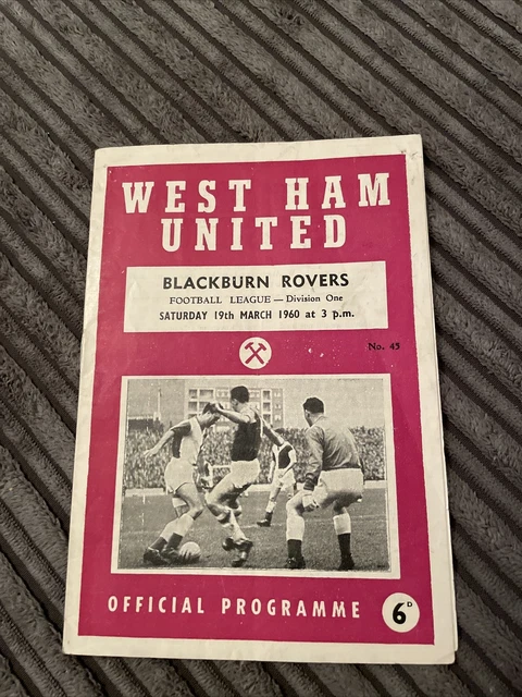 1960 West Ham United Utd V Blackburn Rovers Division 1 59/60 Football Programme