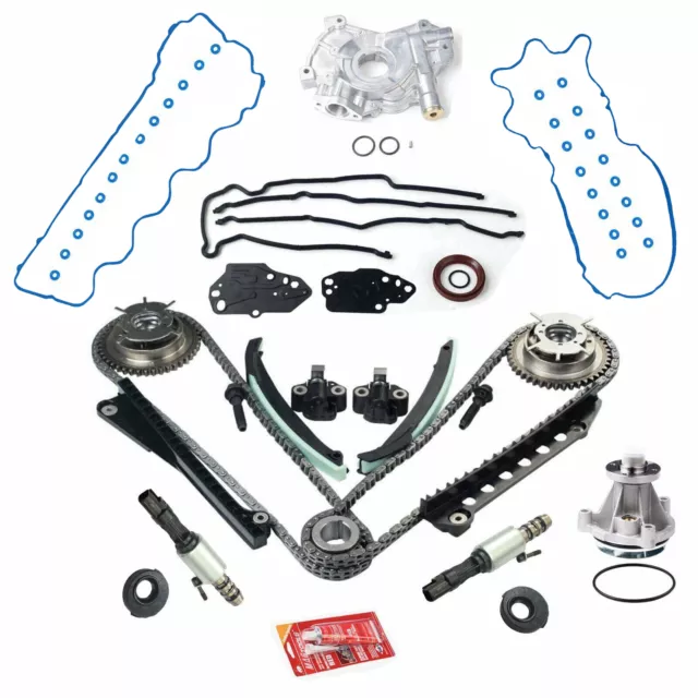 Fits 04-08 Ford 5.4L Timing Chain Kit Water Oil Pump Cam Phaser Gaskets Solenoid