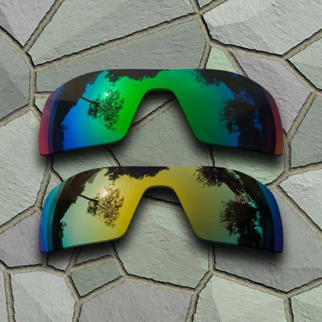 US Jade Green&Golden Polarized Lenses Replacement For-Oakley Oil Rig