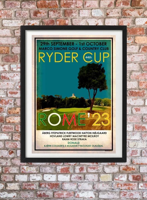 ROME 2023 RYDER CUP Vintage style A4 Illustrated Art Poster Print