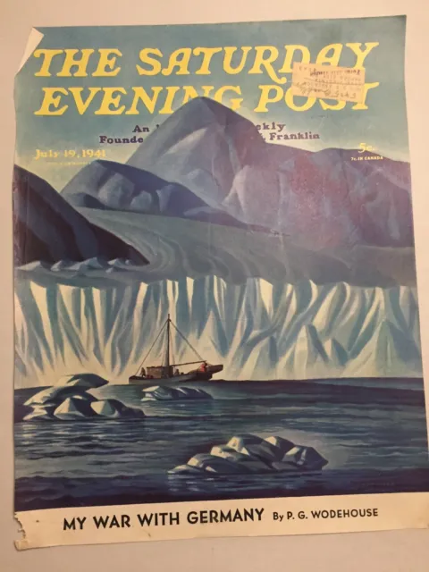 Cover Only Saturday Evening Post  Dale Nichols Iceberg b/w Texaco July 19 1941
