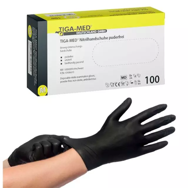 Nitrile Gants en Nitrile Noir sans Talc S M L XL Gants à Usage Unique