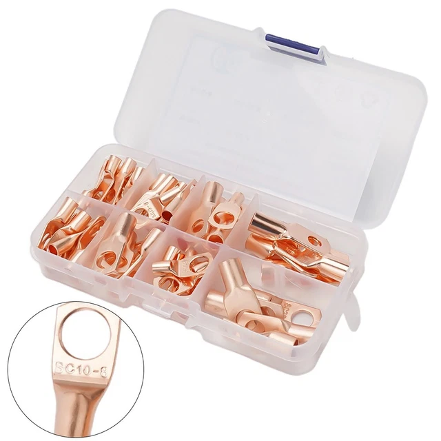 60X Variés Auto Voiture Cuivre Bague Anse Terminal Câble Brut Crimp Connecteur