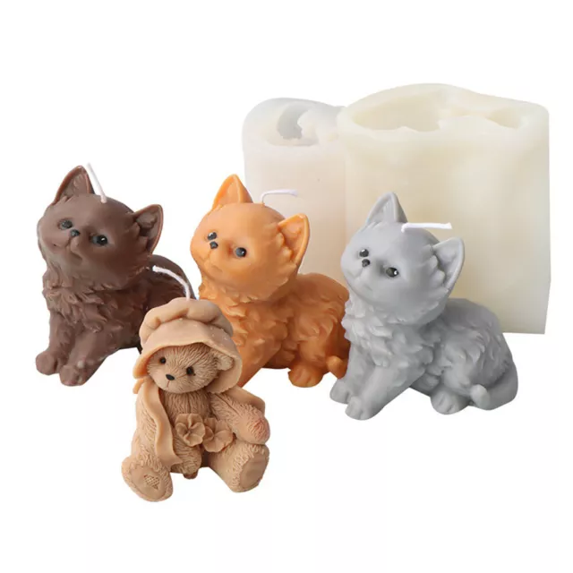 3D Silikon Nette Katze Kerze Form DIY Aromatherapie Seifenfor Kerzengießform