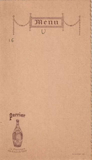 M1 Perrier Menu ""Le Champagne des eau de table