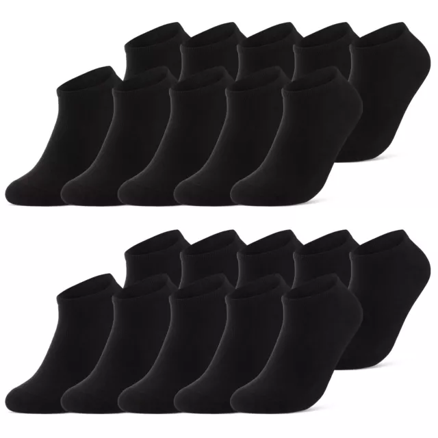 10 bis 50 Paar Sneaker Socken Herren Damen Baumwolle Schwarz Weiß Grau