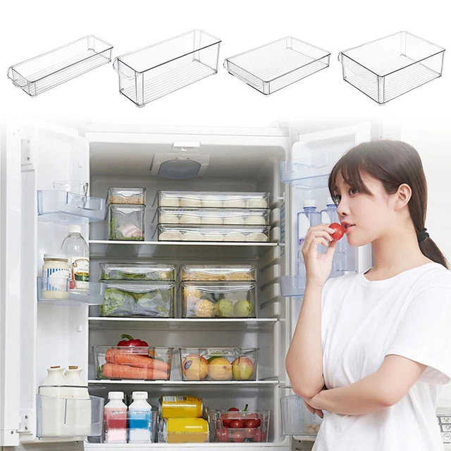 FREEZER ORGANIZER BINS Stackable Freezer Storage Clear Pantry Storage ...