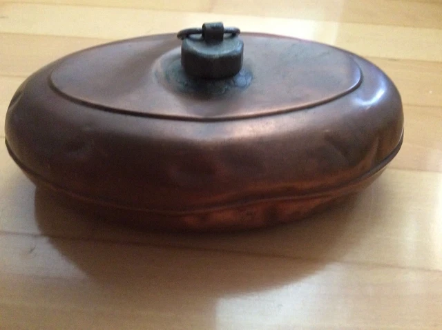 alte kleine Kupfer Bettflasche Wärmflasche Reinkupfer Retro mit Drehverschluss 3