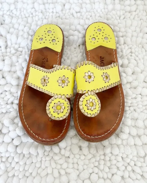 JACK ROGERS sandals size 6 yellow gold shoes classic