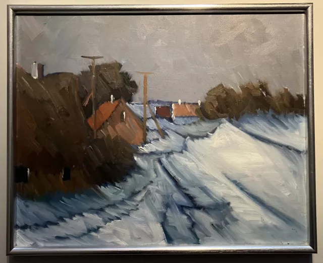 Arnold William Pedersen 1912-1986, Winter in den Dünen, Öl auf Leinwand