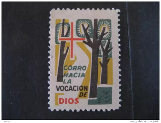 Sacerdote Priest Religion Poster Stamp Label Vignette Vi�eta Spain