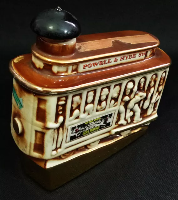 Ezra Brooks Real Sippin' Whiskey Powell & Hyde Brown Trolley Ceramic Decanter