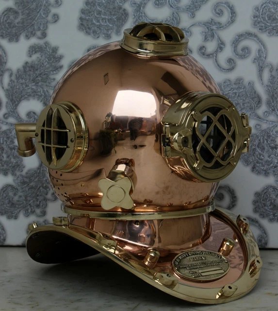 18& US NAVY Model Mark V Copper Brass Diving Divers Helmet Deep Sea ...