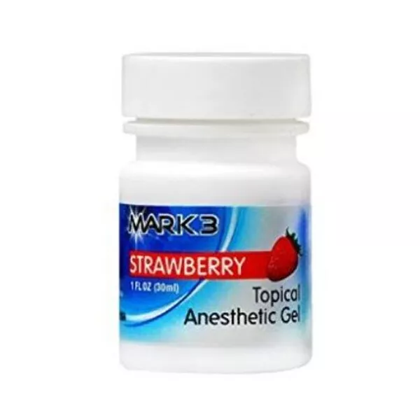MARK3 Strawberry flavored Topical Anesthetic Gel (Benzocaine 20%), 1 oz. Jar