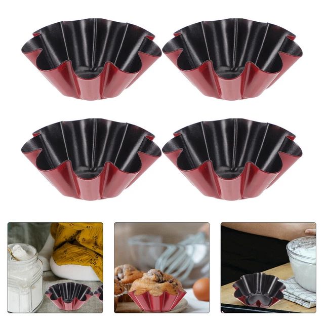 4 pz stampo crostata uovo a forma di fiore 6,6 x 6,6 cm non rivestito