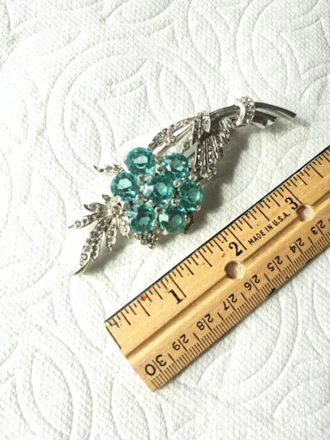 Broach Large Ice Blue Rhinestones 3.5 Inch Broach Vintage Unique Style