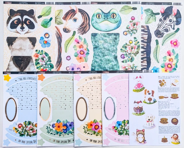 4 X KANBAN 'Cute Wobblers Kit - Makes 4 Wobbler Cards incs instructions ...