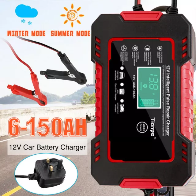 Automatic Intelligent Smart Car Battery Charger Pulse Repair Starter 12V 24V LCD 3