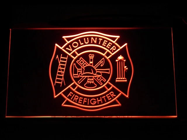 J221R Firefighter Volunteer Fire Dept For Display Decor Light Neon Sign