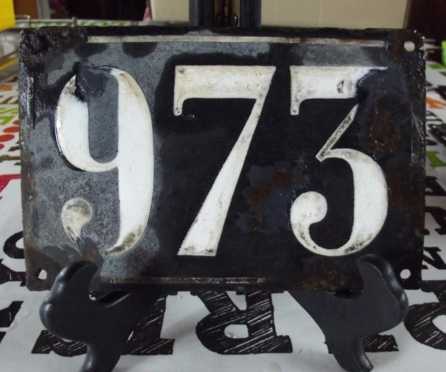 Grande Old Black French House Number 973 Door Gate da Parete Piatto D Metallo IN