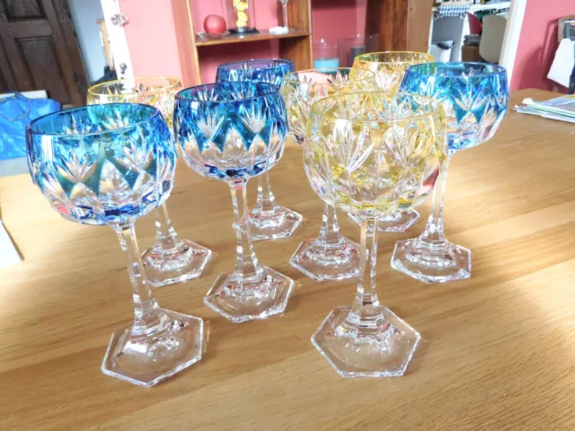 Rare Sevres 8 Verres À Vin, Vin D'alsace, Roemer, En Cristal Taille, Bicouche