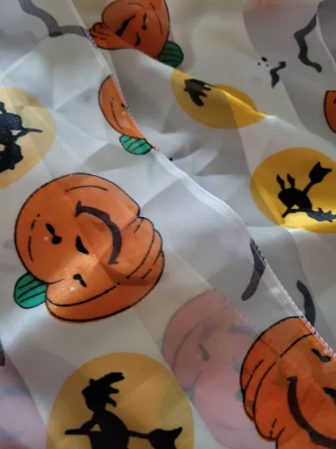 Halloween All Hallows Eve Table Runner Scarf Pumpkin Bat Ghost Witch 13x59In